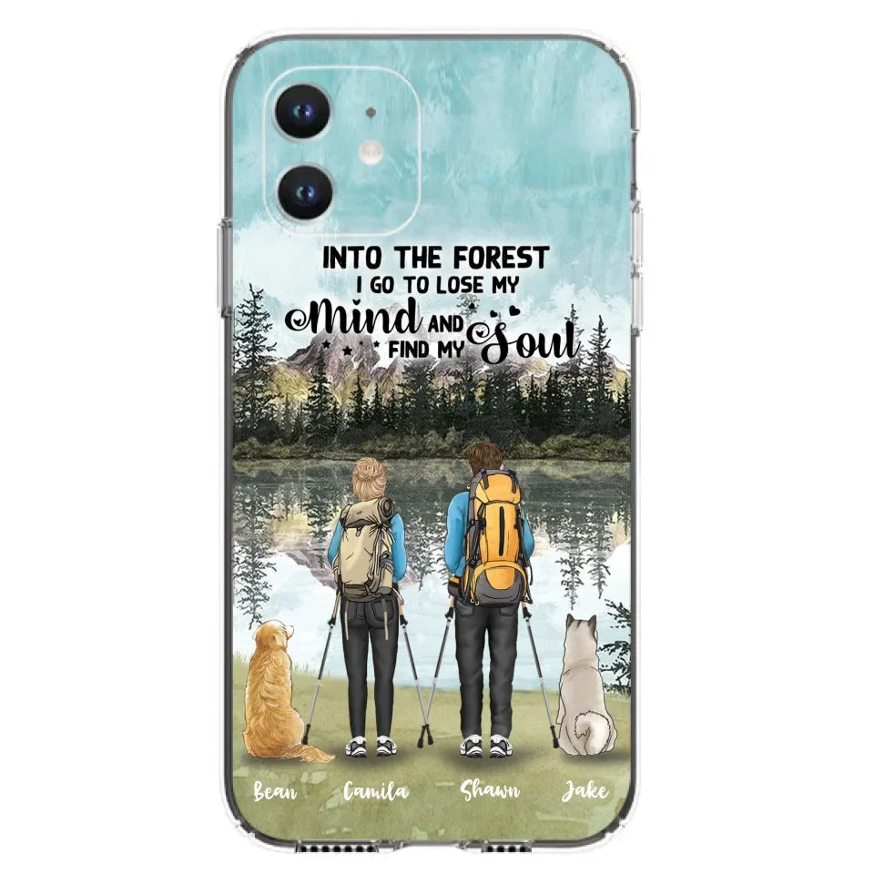 Custom Personalized Hiking Couple With Dogs Phone Case - Couple With Upto 2 Pets - Case For iPhone and Samsung - Q67GXN