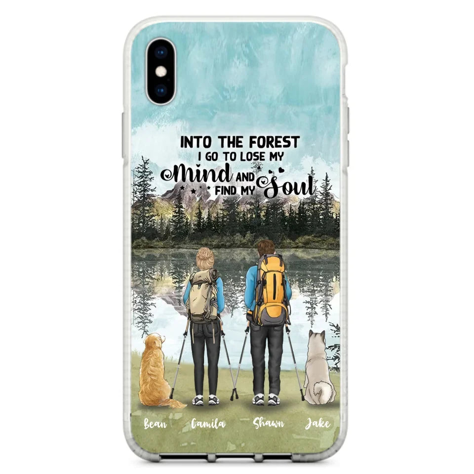 Custom Personalized Hiking Couple With Dogs Phone Case - Couple With Upto 2 Pets - Case For iPhone and Samsung - Q67GXN