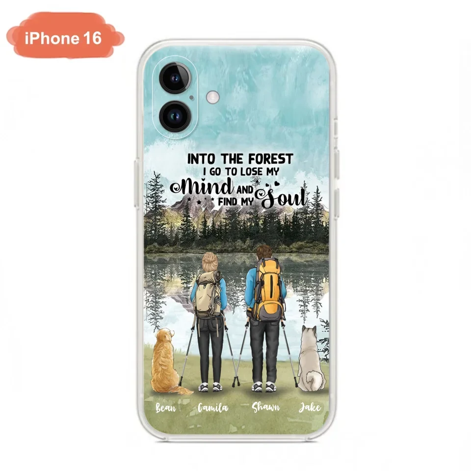 Custom Personalized Hiking Couple With Dogs Phone Case - Couple With Upto 2 Pets - Case For iPhone and Samsung - Q67GXN