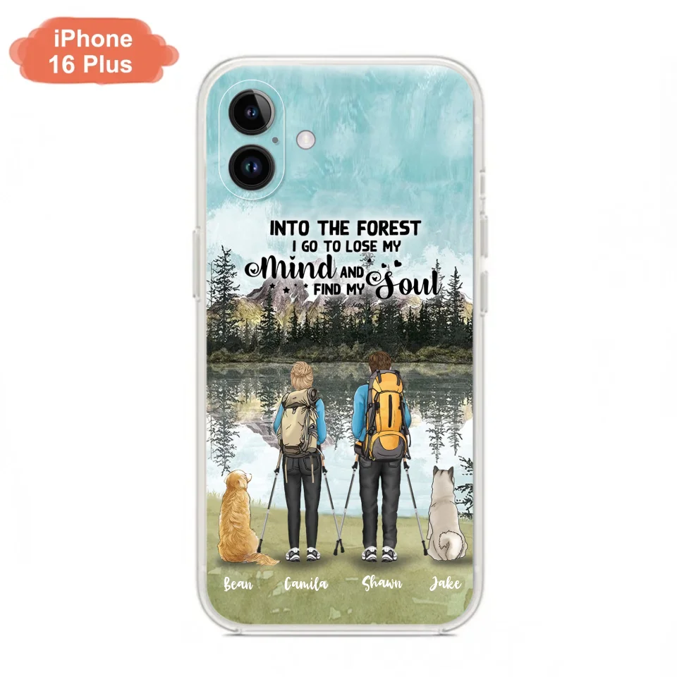 Custom Personalized Hiking Couple With Dogs Phone Case - Couple With Upto 2 Pets - Case For iPhone and Samsung - Q67GXN