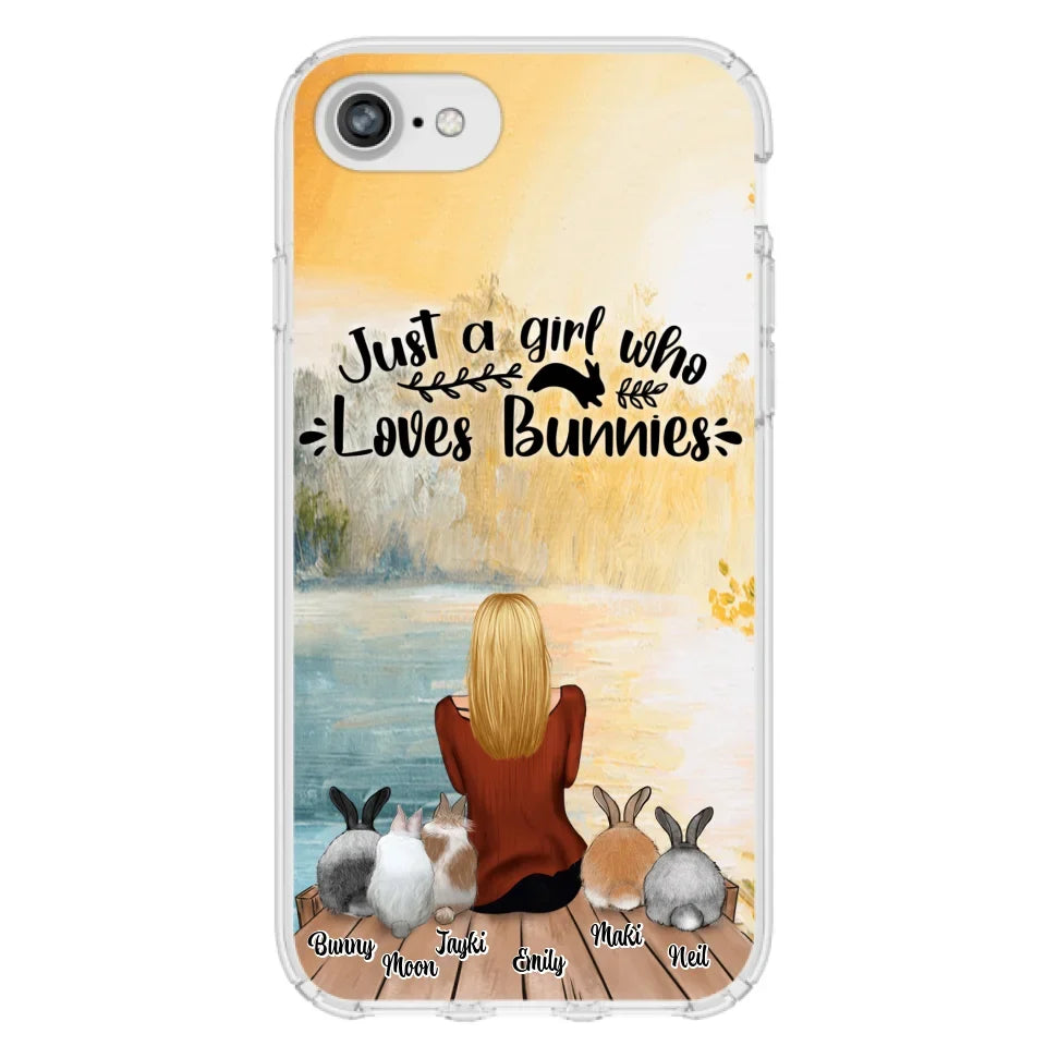 Custom Personalized Rabbit Mom Phone Case - Gifts For Rabbit Lovers With Upto 5 Rabbits - Just A Gril Who Loves Bunnies