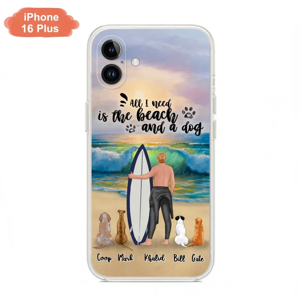 Custom Personalized Surfing Phone Case - Woman/Man With Upto 4 Pets  - Phone Case For iPhone and Samsung - To the Ocean I go - CCS180