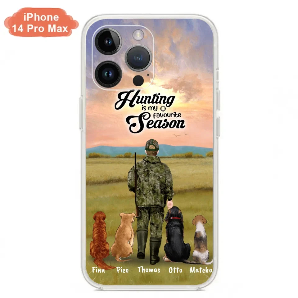 Personalized Hunting Phone Case - Man/Woman With Upto 4 Dogs - Phone Case For iPhone And Samsung - 4168OK