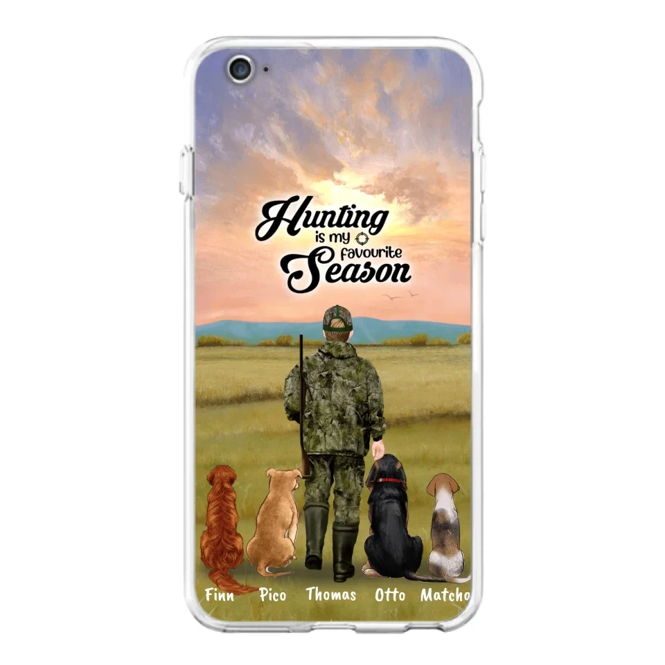Personalized Hunting Phone Case - Man/Woman With Upto 4 Dogs - Phone Case For iPhone And Samsung - 4168OK