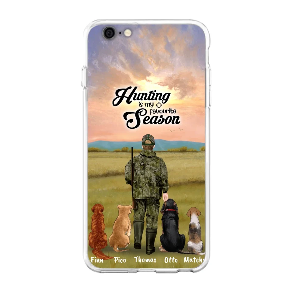 Personalized Hunting Phone Case - Man/Woman With Upto 4 Dogs - Phone Case For iPhone And Samsung - 4168OK