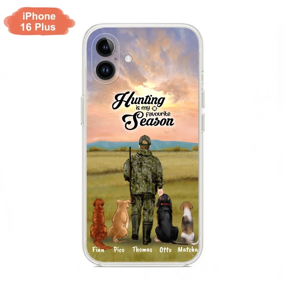 Personalized Hunting Phone Case - Man/Woman With Upto 4 Dogs - Phone Case For iPhone And Samsung - 4168OK