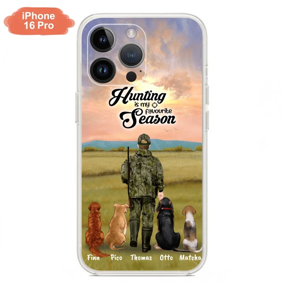 Personalized Hunting Phone Case - Man/Woman With Upto 4 Dogs - Phone Case For iPhone And Samsung - 4168OK
