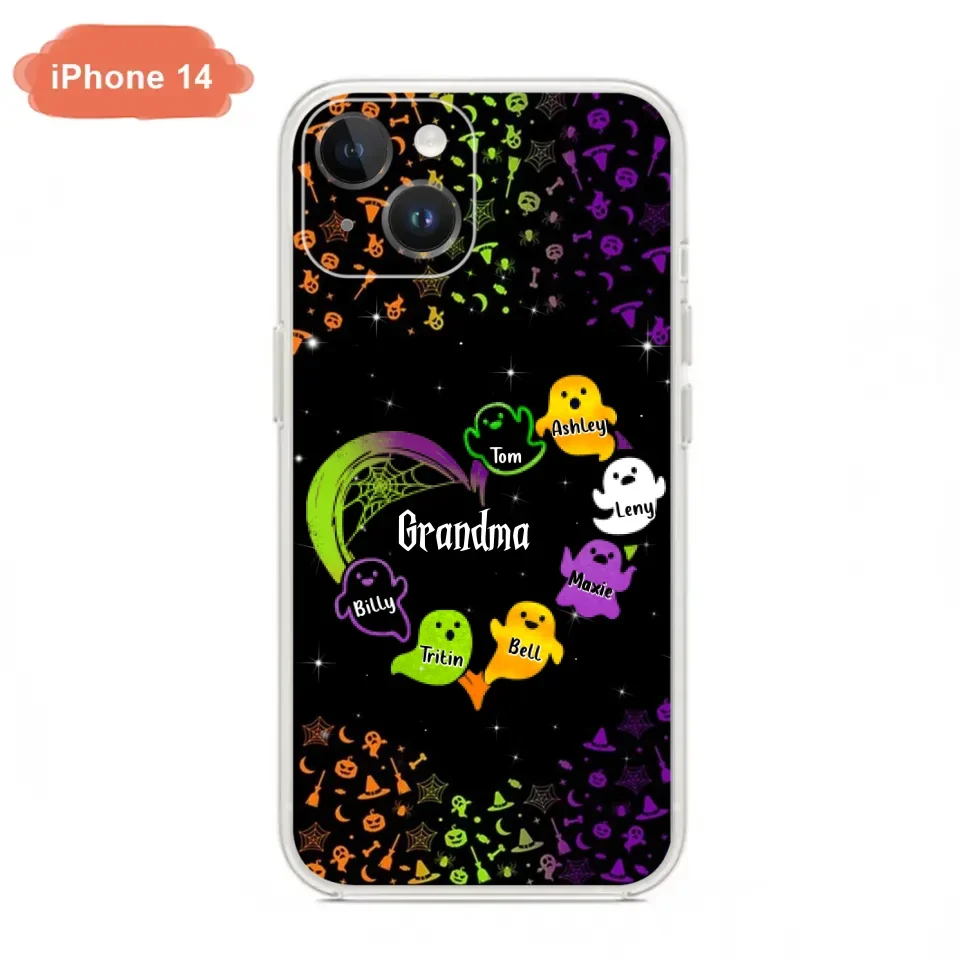 Personalized Grandma and Grandkids Ghost Phone Case - Halloween gift for Grandma - Up to 7 Grandkids - Case For iPhone/Samsung