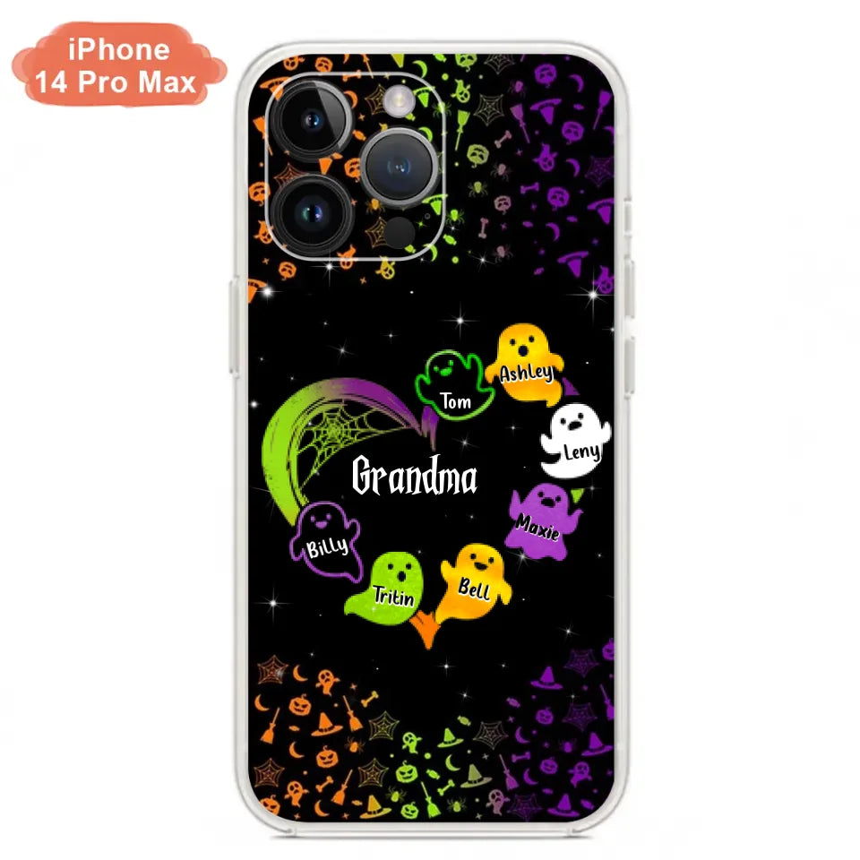 Personalized Grandma and Grandkids Ghost Phone Case - Halloween gift for Grandma - Up to 7 Grandkids - Case For iPhone/Samsung