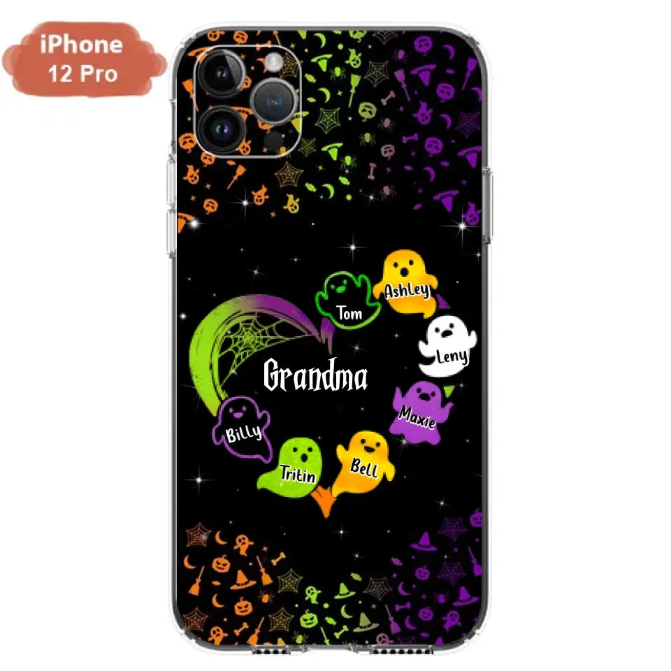 Personalized Grandma and Grandkids Ghost Phone Case - Halloween gift for Grandma - Up to 7 Grandkids - Case For iPhone/Samsung
