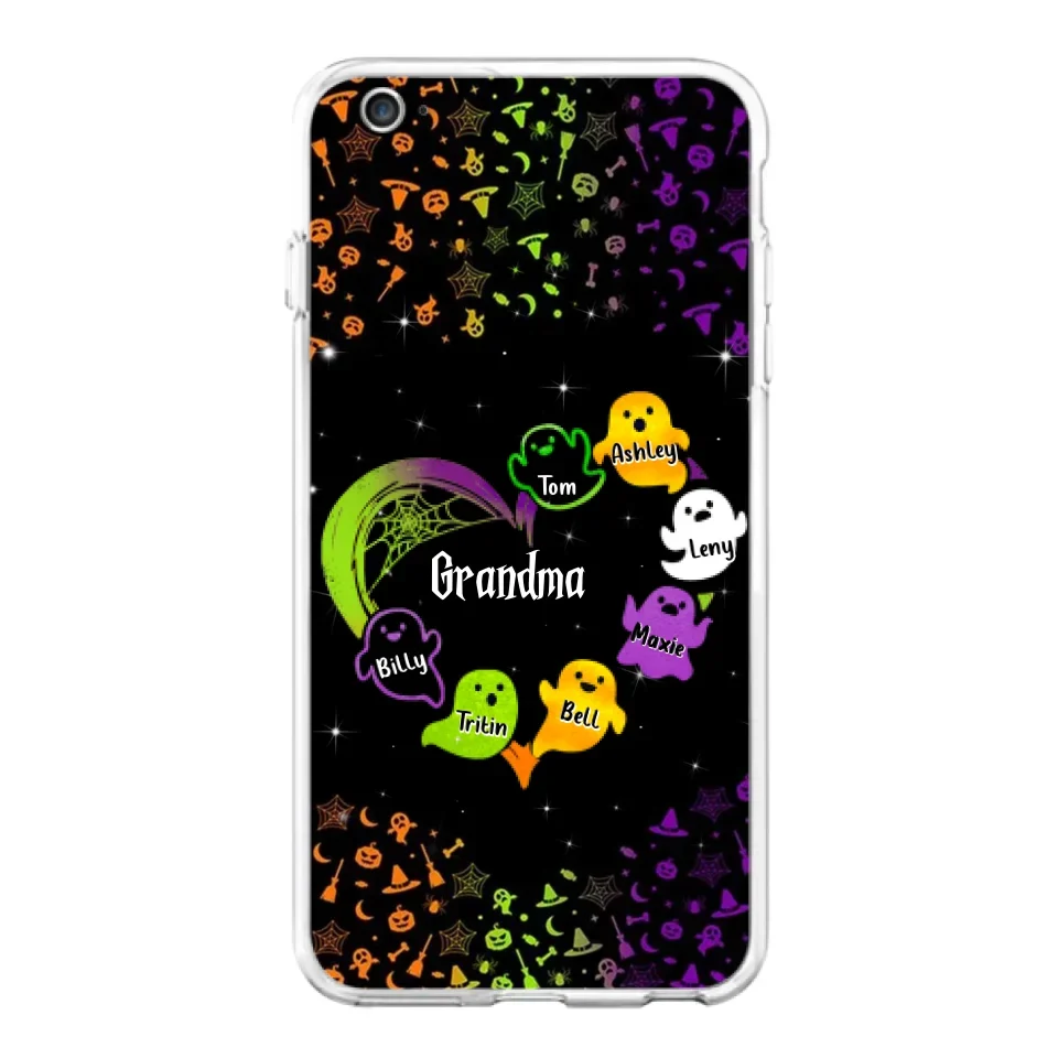Personalized Grandma and Grandkids Ghost Phone Case - Halloween gift for Grandma - Up to 7 Grandkids - Case For iPhone/Samsung