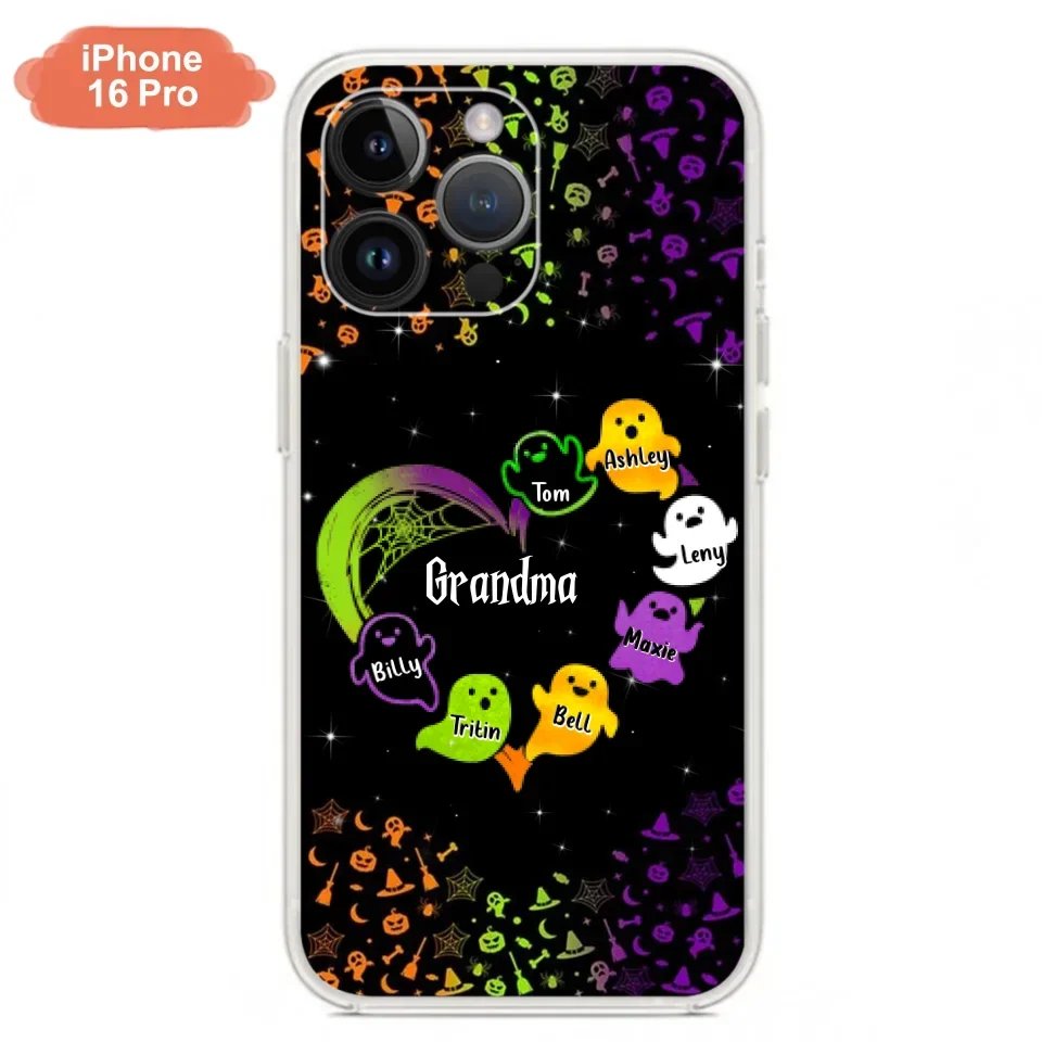 Personalized Grandma and Grandkids Ghost Phone Case - Halloween gift for Grandma - Up to 7 Grandkids - Case For iPhone/Samsung
