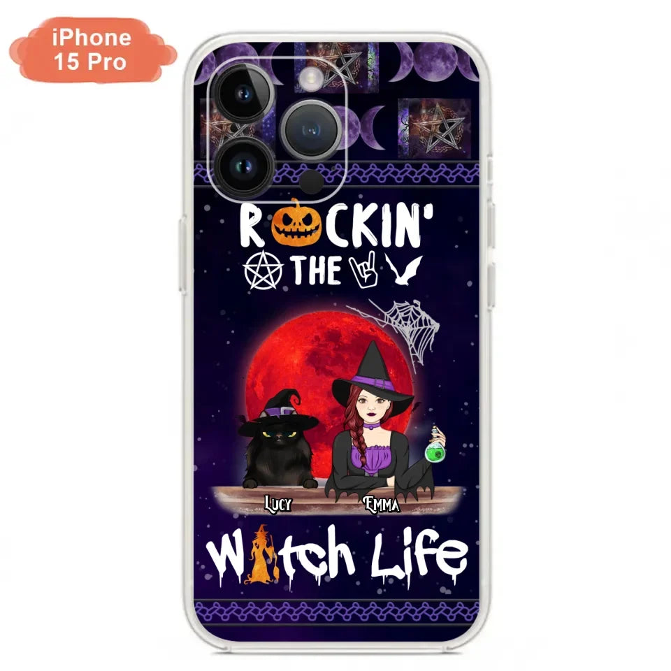 Custom Personalized Pet Witch Phone Case - Up to 3 Pets - Halloween Gift For Dog/ Cat Lover - Rockin' The Witch Life - Case For iPhone And Samsung