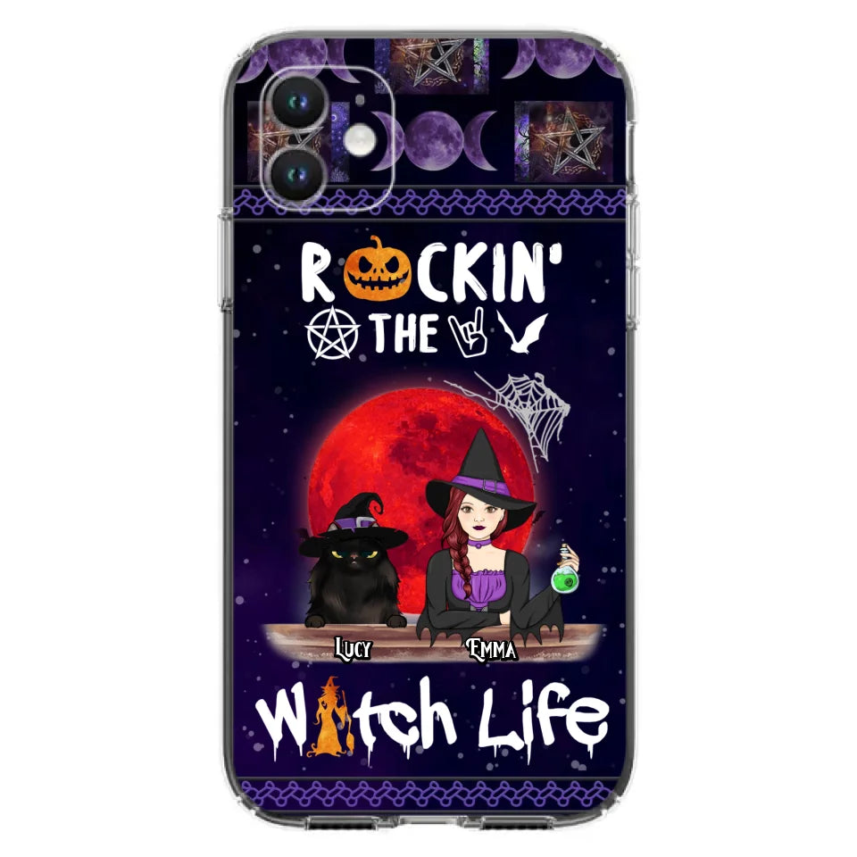 Custom Personalized Pet Witch Phone Case - Up to 3 Pets - Halloween Gift For Dog/ Cat Lover - Rockin' The Witch Life - Case For iPhone And Samsung