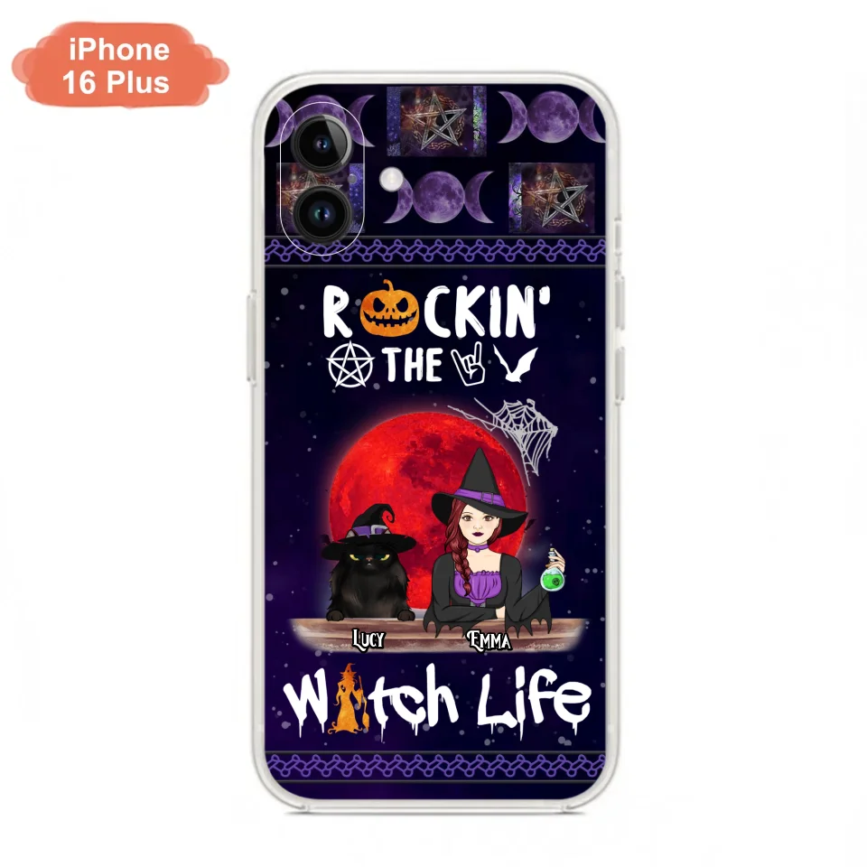Custom Personalized Pet Witch Phone Case - Up to 3 Pets - Halloween Gift For Dog/ Cat Lover - Rockin' The Witch Life - Case For iPhone And Samsung