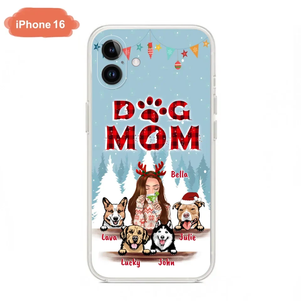 Custom Personalized Pet Mom Xmas Phone Case - Upto 4 Pets - Best Gift For Dog/Cat Lover - Case For Iphone/Samsung - 2T7CRT