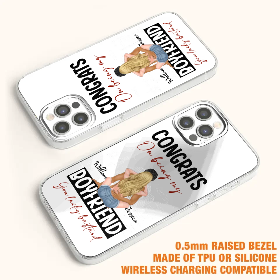 Personalized Couple Phone Case - Gift Idea For Couple/Valentines Day - Congrats On Being My Boyfriend You Lucky Bastard - Case For iPhone/Samsung