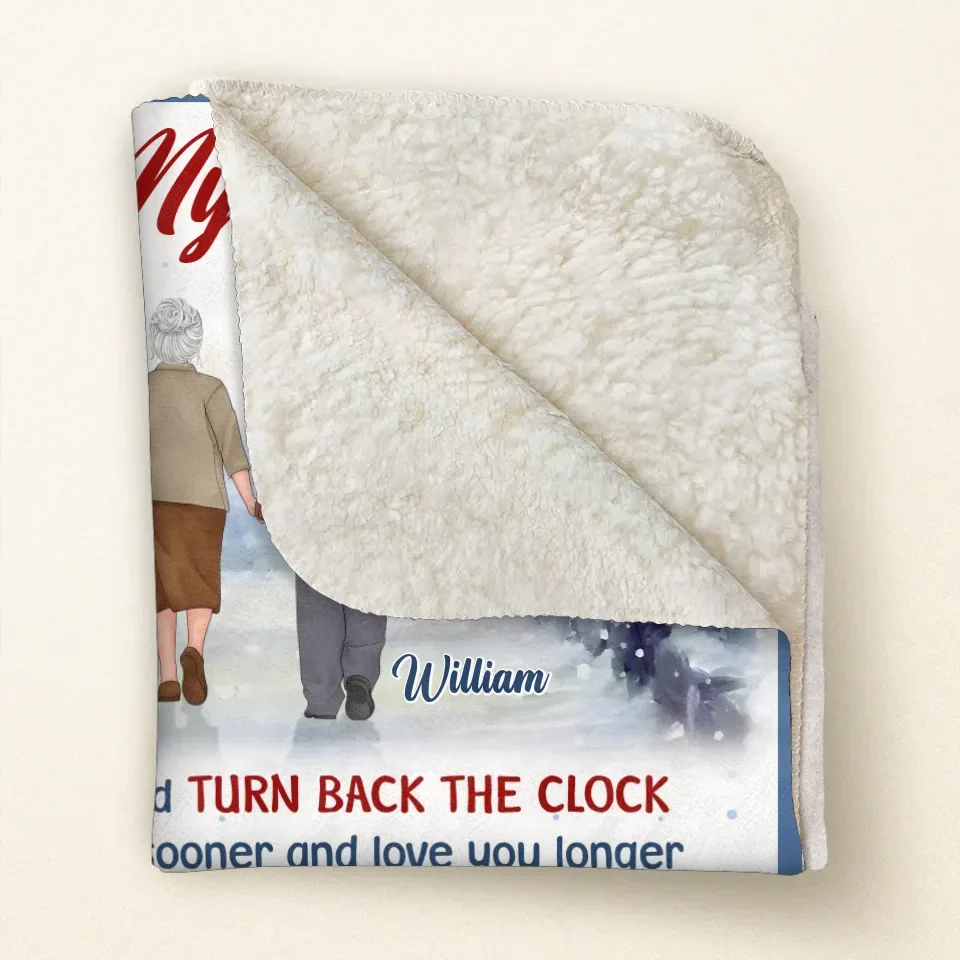 Personalized Old Couple Quilt/Fleece Throw Blanket - Gift Idea For Wife/Husband - I Wish I Could Turn Back The Clock