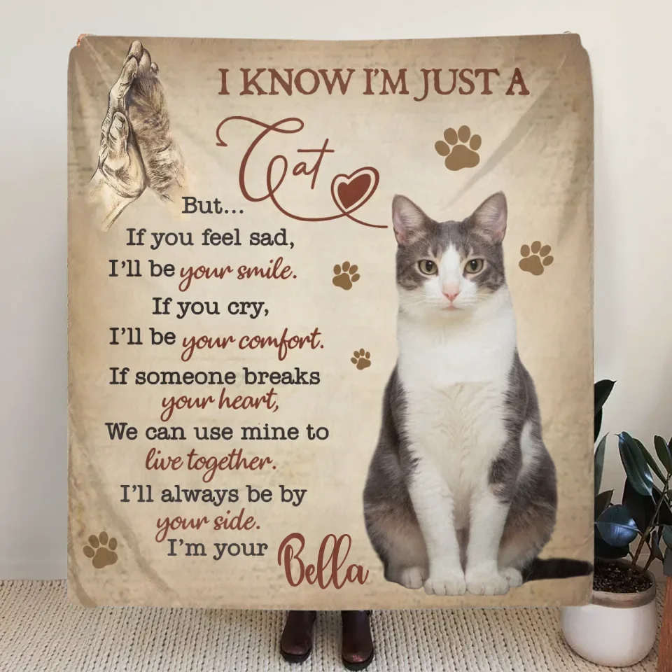 Personalized Cat Quilt/Fleece Throw Blanket - Upload Photo - Gift Idea For Cat Lover - I'lI Always Be By Your Side