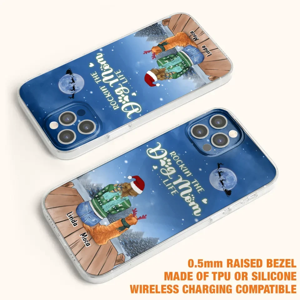 Personalized Christmas Dog Mom Phone Case - Up to 5 Dogs - Gift Idea For Dog Lover/Dog Mom - Rockin' The Dog Mom Life - Case For iPhone And Samsung
