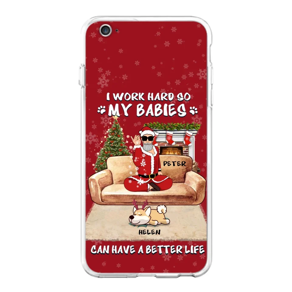 Personalized Christmas Pet Dad Phone Case - Man With Up to 4 Pets - Gift For Cat/Dog Lover - Case For iPhone And Samsung