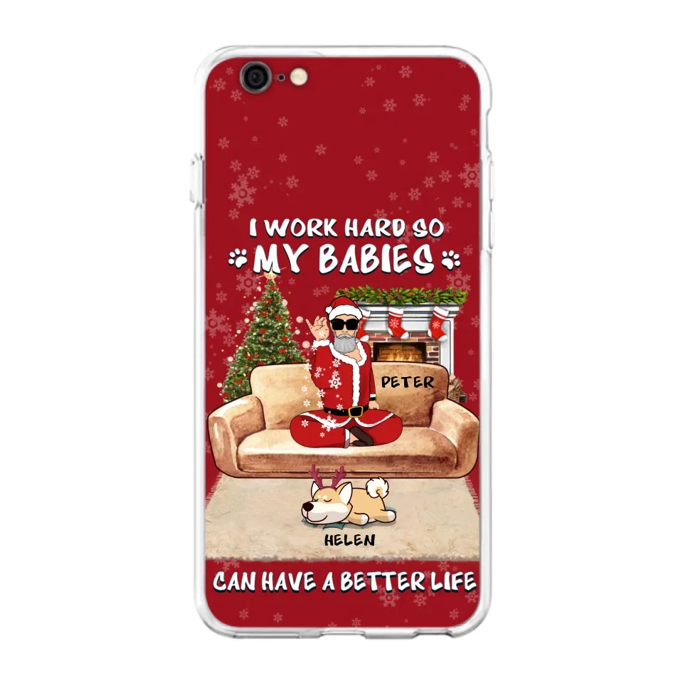 Personalized Christmas Pet Dad Phone Case - Man With Up to 4 Pets - Gift For Cat/Dog Lover - Case For iPhone And Samsung