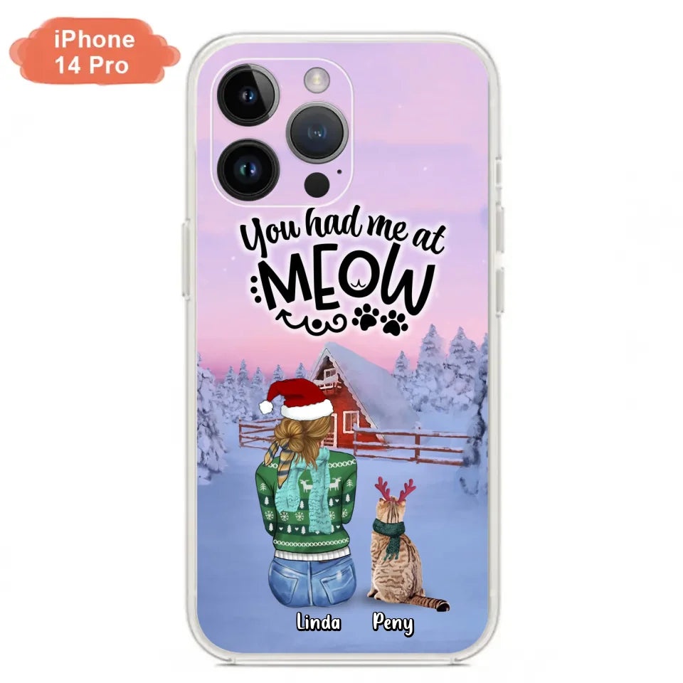 Personalized Christmas Cat Mom Phone Case - Up to 5 Cats - Christmas Gift Idea For Cat Lover - You Had Me At Meow - Case For iPhone And Samsung