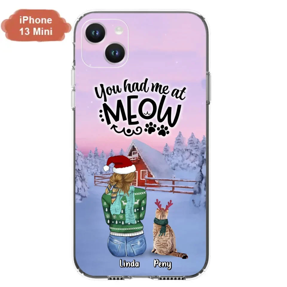 Personalized Christmas Cat Mom Phone Case - Up to 5 Cats - Christmas Gift Idea For Cat Lover - You Had Me At Meow - Case For iPhone And Samsung