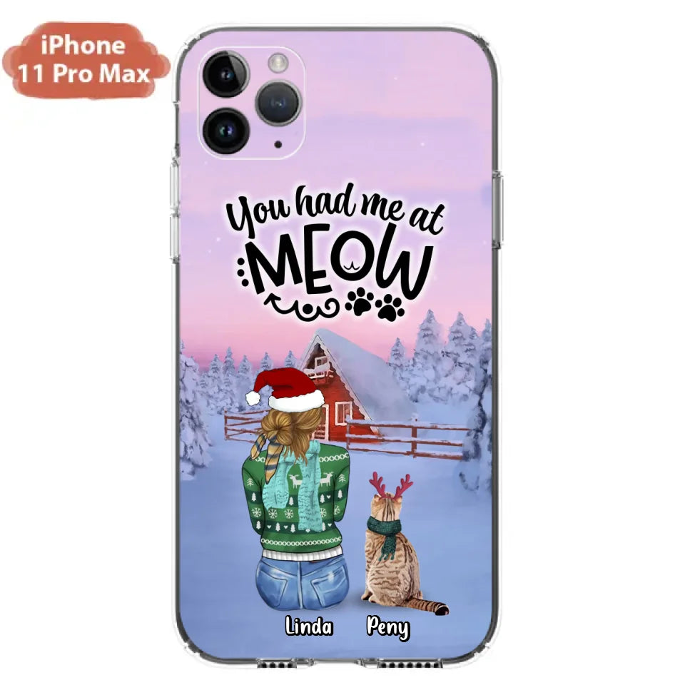 Personalized Christmas Cat Mom Phone Case - Up to 5 Cats - Christmas Gift Idea For Cat Lover - You Had Me At Meow - Case For iPhone And Samsung