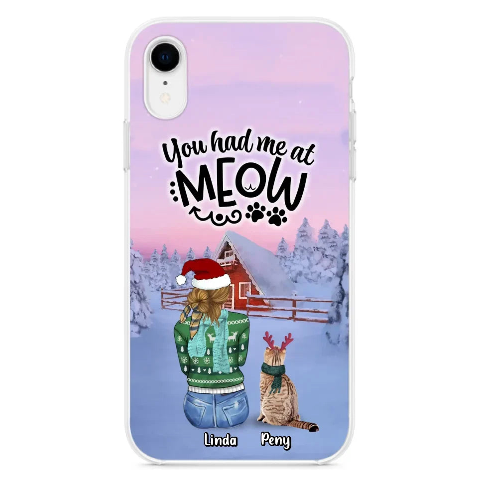 Personalized Christmas Cat Mom Phone Case - Up to 5 Cats - Christmas Gift Idea For Cat Lover - You Had Me At Meow - Case For iPhone And Samsung