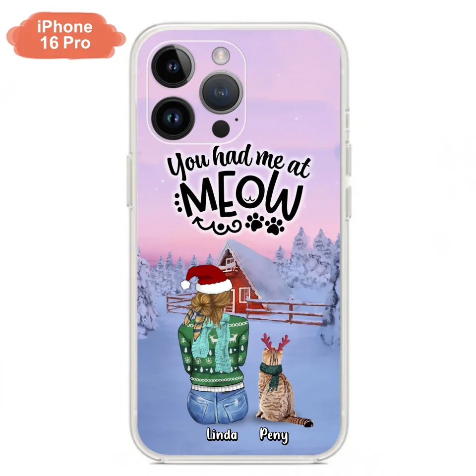 Personalized Christmas Cat Mom Phone Case - Up to 5 Cats - Christmas Gift Idea For Cat Lover - You Had Me At Meow - Case For iPhone And Samsung