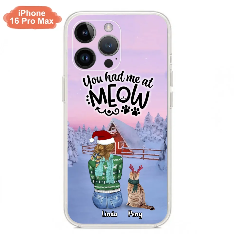 Personalized Christmas Cat Mom Phone Case - Up to 5 Cats - Christmas Gift Idea For Cat Lover - You Had Me At Meow - Case For iPhone And Samsung