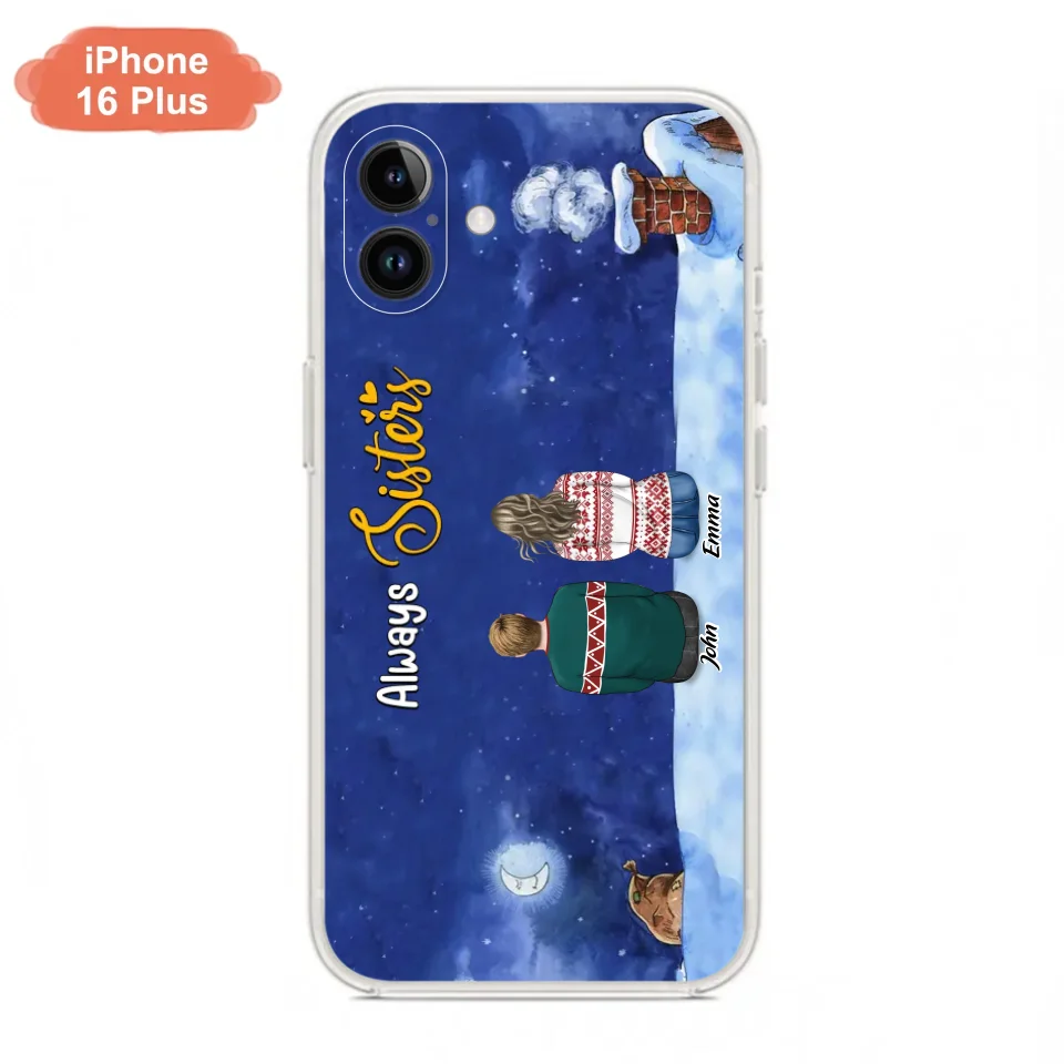 Personalized Christmas Brother & Sister Phone Case - Christmas Gift Idea For Siblings - Up to 12 People - Always Sisters - Case For iPhone And Samsung