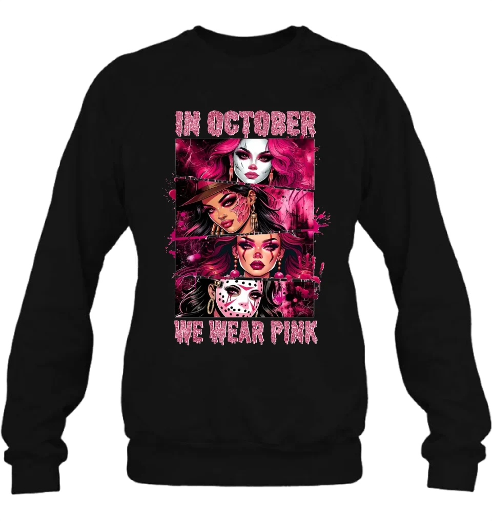 In October Pink Horror Shirt/ Hoodie - Gift Idea For Halloween/ Friend