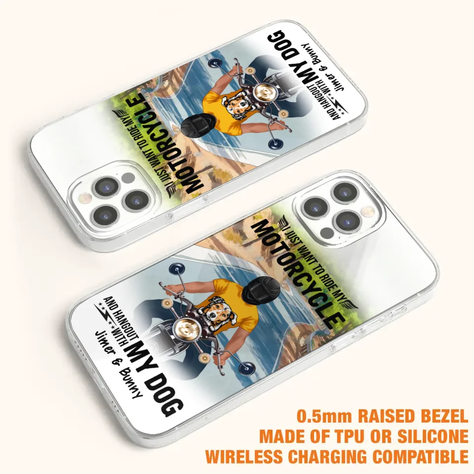 Custom Personalized Dog With Biker Phone Case - Upto 3 Dogs - Gifts For Dog Lover - Hangout With My Dog - Phone Case For iPhone And Samsung