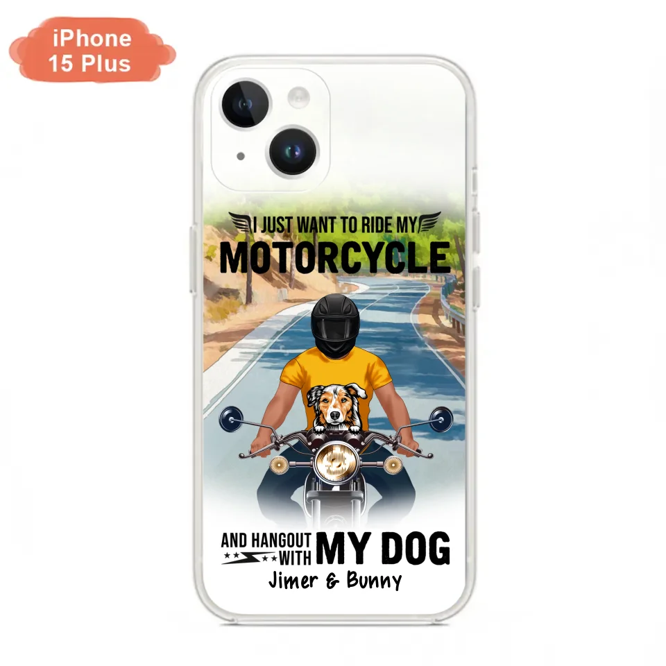 Custom Personalized Dog With Biker Phone Case - Upto 3 Dogs - Gifts For Dog Lover - Hangout With My Dog - Phone Case For iPhone And Samsung
