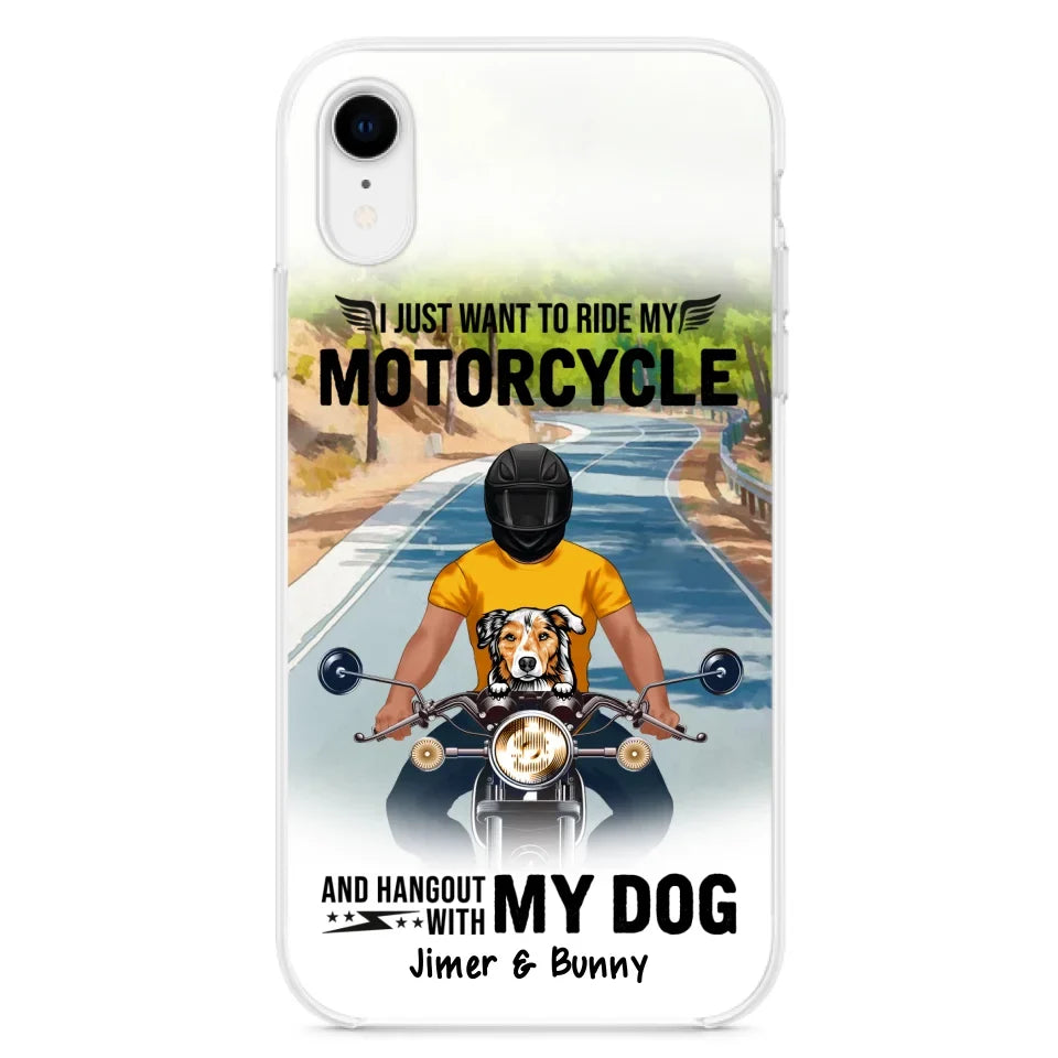 Custom Personalized Dog With Biker Phone Case - Upto 3 Dogs - Gifts For Dog Lover - Hangout With My Dog - Phone Case For iPhone And Samsung
