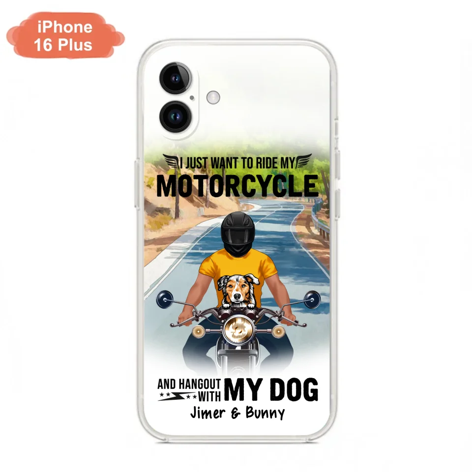 Custom Personalized Dog With Biker Phone Case - Upto 3 Dogs - Gifts For Dog Lover - Hangout With My Dog - Phone Case For iPhone And Samsung