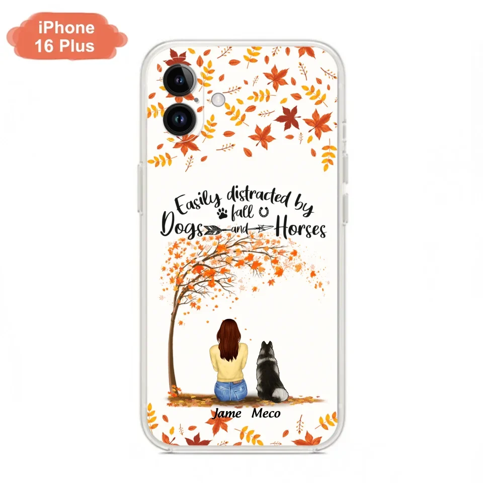 Custom Personalized Horse Dog Mom In Autumn Phone Case - Upto 3 Horses/ Dogs  - Case For iPhone And Samsung