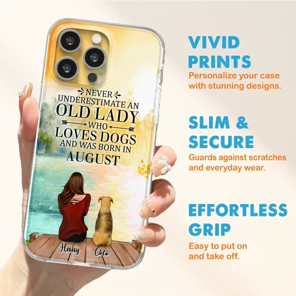 Custom Personalized Old Lady And Dog Phone Case - Woman With Upto 5 Dogs - Best Gift For Dog Lover - Case For iPhone And Samsung