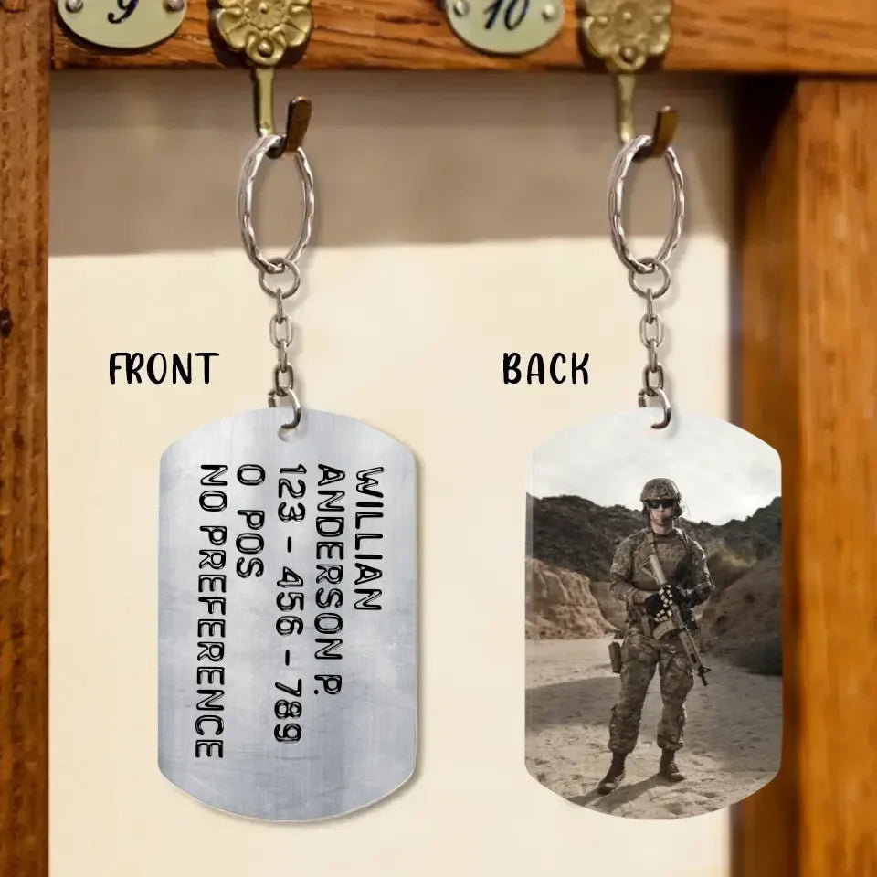 Personalized Veteran Photo Aluminium Keychain - Gift Idea For Veteran