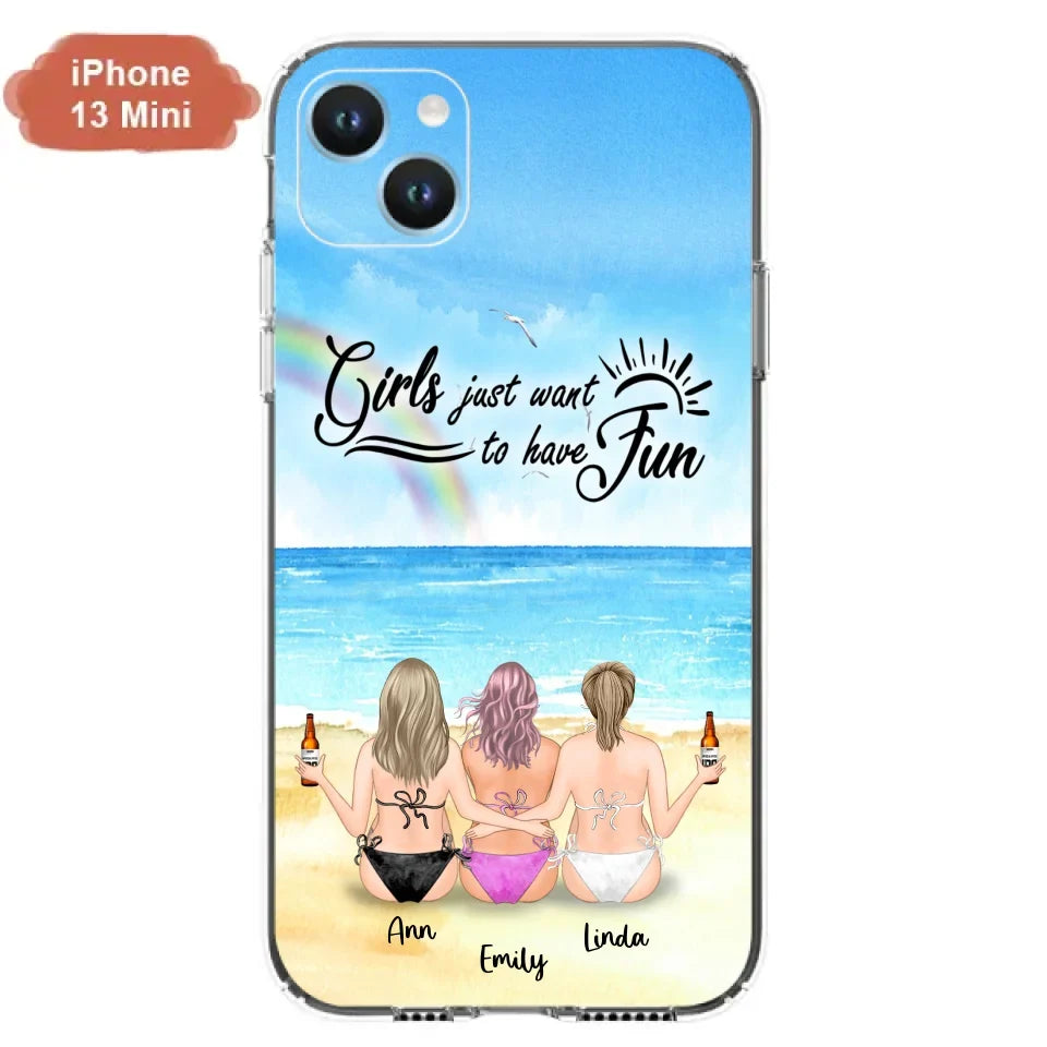 Personalized Best Friends Phone Case - Upto 3 Besties - Girls Just Want To Have Fun
