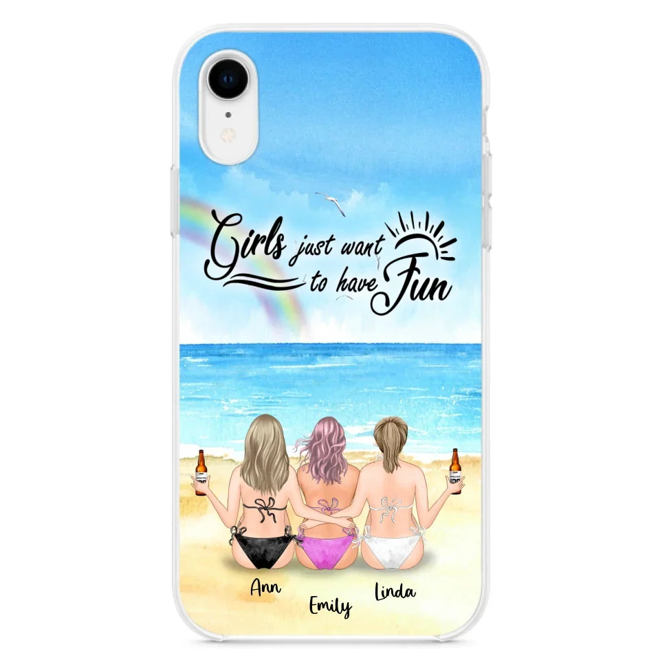 Personalized Best Friends Phone Case - Upto 3 Besties - Girls Just Want To Have Fun