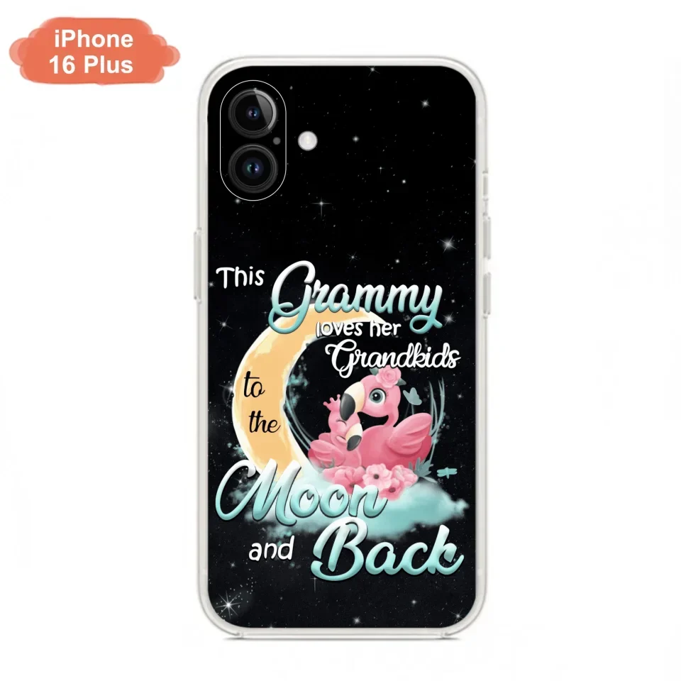 Custom Personalized Grandma Flamingo Phone Case - This Grammy Loves Her Grandkids To The Moon And Back - For iPhone And Samsung Phone Case - HWDFYR