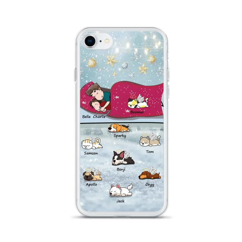 Custom Personalized Couple With Pet Phone Case - Upto 8 Pets - Best Gift For Dog/ Cat Lover - Case For Iphone And Samsung