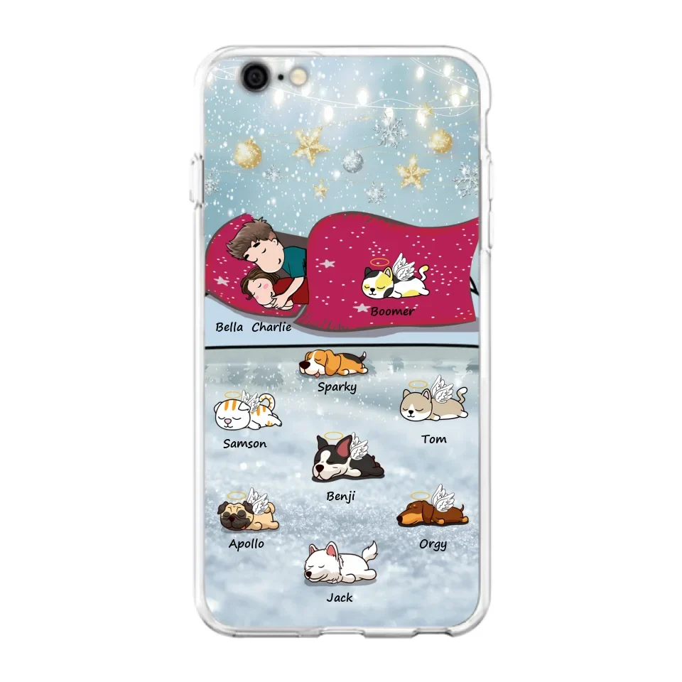 Custom Personalized Couple With Pet Phone Case - Upto 8 Pets - Best Gift For Dog/ Cat Lover - Case For Iphone And Samsung