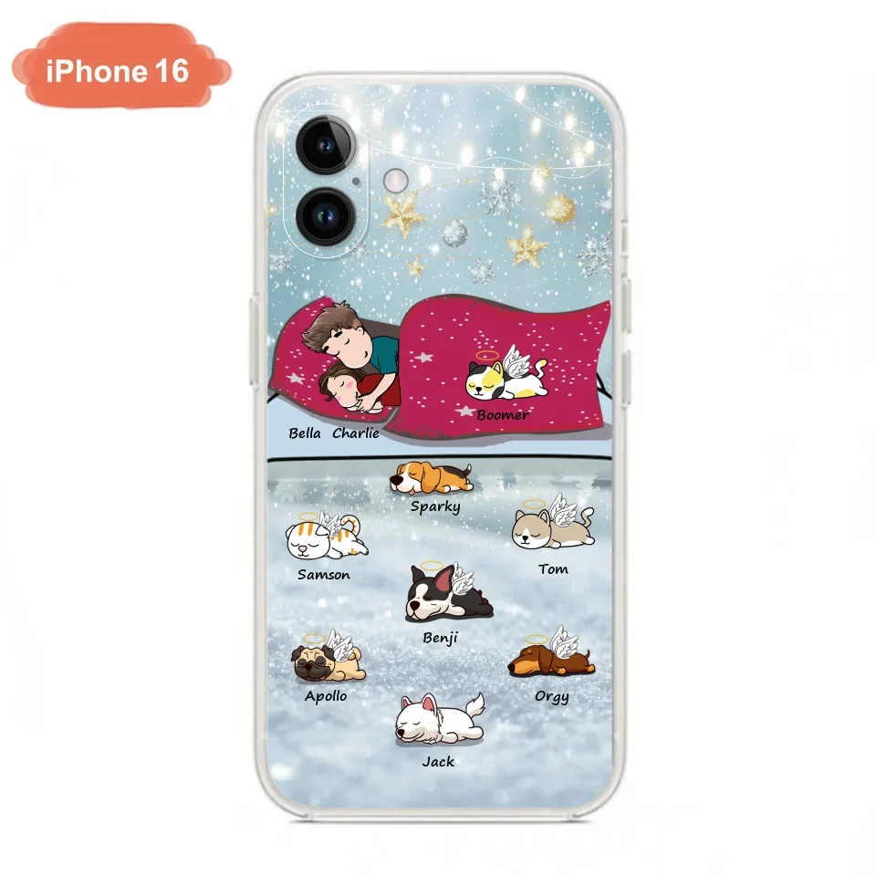 Custom Personalized Couple With Pet Phone Case - Upto 8 Pets - Best Gift For Dog/ Cat Lover - Case For Iphone And Samsung