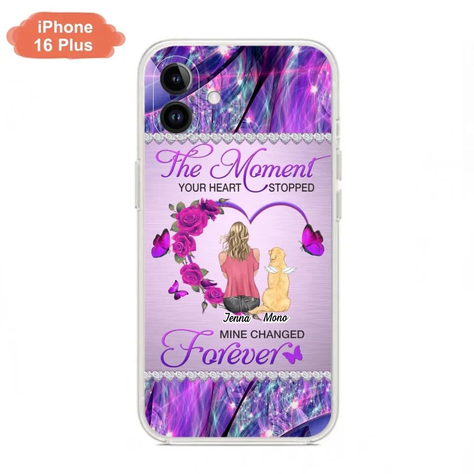 Custom Personalized Memorial Dog Mom iPhone/Samsung Phone Case - Memorial/ Mother's Day Gift Idea For Dog Mom - The Moment Your Heart Stopped Mine Changed Forever