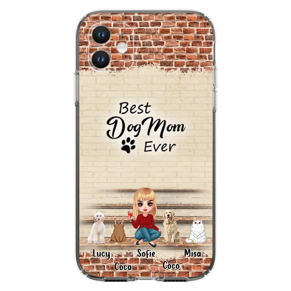 Custom Personalized Dog/Cat Mom Phone Case - Gift Idea For Dog/Cat Lovers/Mother's Day - Upto 3 Dogs/Cats - Best Dog Mom Ever - Cases For iPhone/Samsung