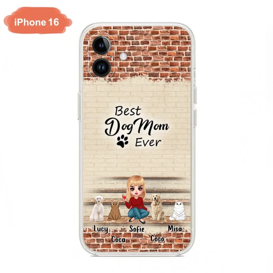 Custom Personalized Dog/Cat Mom Phone Case - Gift Idea For Dog/Cat Lovers/Mother's Day - Upto 3 Dogs/Cats - Best Dog Mom Ever - Cases For iPhone/Samsung